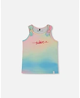 Deux par Big Girls Tank Top With Knots Multicolored Tie Dye