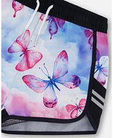 Deux par Girl Printed Athletic Short Pink, Blue And Butterflies - Toddler|Child