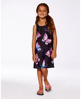 Deux par Girl Printed Beach Dress Black And Multicolored Butterflies - Toddler|Child