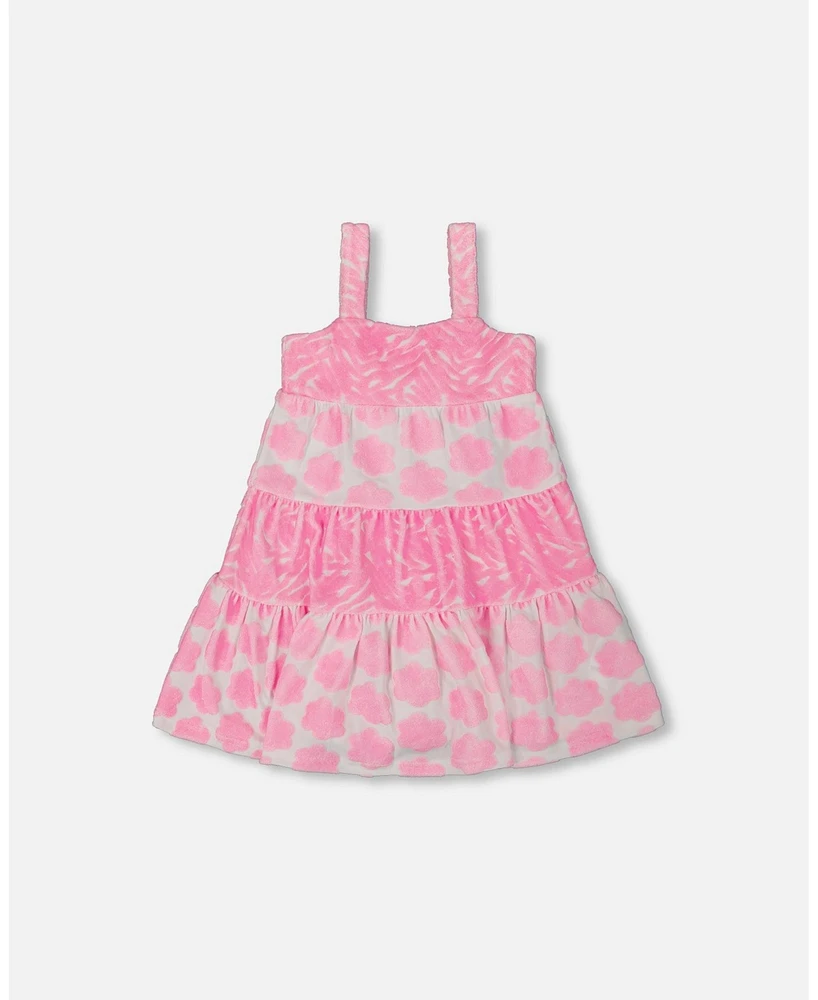 Deux par Toddler Girls Printed Terry Beach Dress Pink And White - Toddler|Child