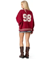 Edikted Womens 98 Varsity Zip Up Sweater