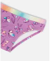 Deux par Girls Printed Two-Piece Swimsuit Old Mauve And Multicolored Butterflies