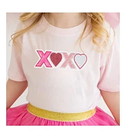 Sweet Wink Toddler Girls Xoxo Sequin Patch Valentine's Day Short Sleeve T-Shirt