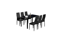 Simple Assembled Tempered Glass & Iron Dinner Table