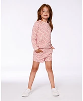 Deux par Toddler Girls Printed French Terry Short Old Pink And Flowers - Toddler|Child