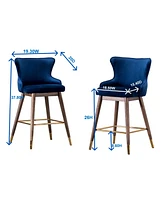 Leland Mid-Century Upholstered Counter Stools with Wingback, Set of 2-The Pop Home