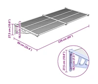 Door Canopy Gray and Transparent 94.1"x35.4" Polycarbonate