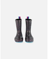 Baby Girl Rain Boots Black With Glitter - Infant