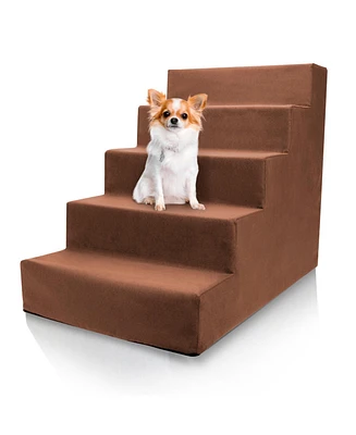 Home Base 5-Step Dog Stairs for Bed, Steps Couch, Pet Stair Cats and Dogs Non-Slip High Density Foam