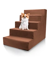 Home Base 5-Step Dog Stairs for Bed, Steps Couch, Pet Stair Cats and Dogs Non-Slip High Density Foam