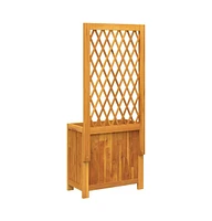 Planter with Trellis 21.7"x11.6"x52" Solid Wood Acacia