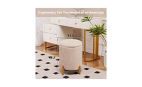 Round Vanity Stool Chair with 23Qt Storage and Padded Seat