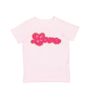 Sweet Wink Toddler Girls Love Script Patch Valentine's Day Short Sleeve T-Shirt