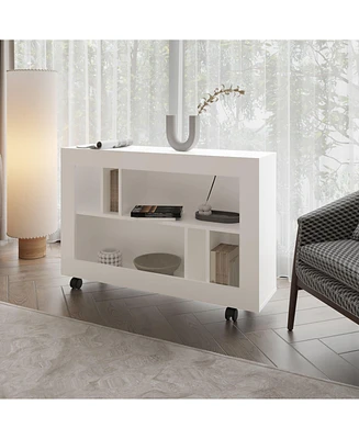 Fm Furniture Cowlic Console Table Melamine with Open Storage, Wengue