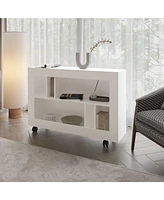 Fm Furniture Cowlic Console Table Melamine with Open Storage, Wengue