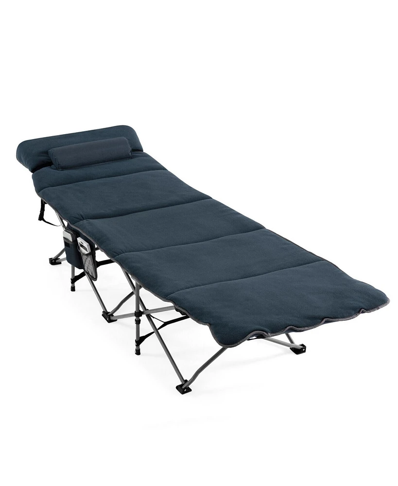 Folding Retractable Travel Camping Cot with Mattress and Carry Bag