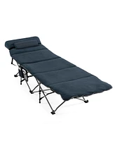 Folding Retractable Travel Camping Cot with Mattress and Carry Bag