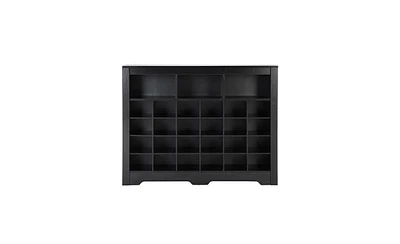 Sleek Design 24 Shoe Cubby Console, Modern Shoe Cabinet with Curved Base, Versatile Sideboard with High-quality for Hallway