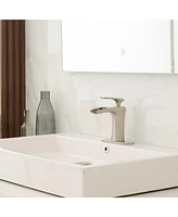 Waterfall Single Hole Single-Handle Low-Arc Bathroom Faucet With Deck Plate in Brushed Nickel