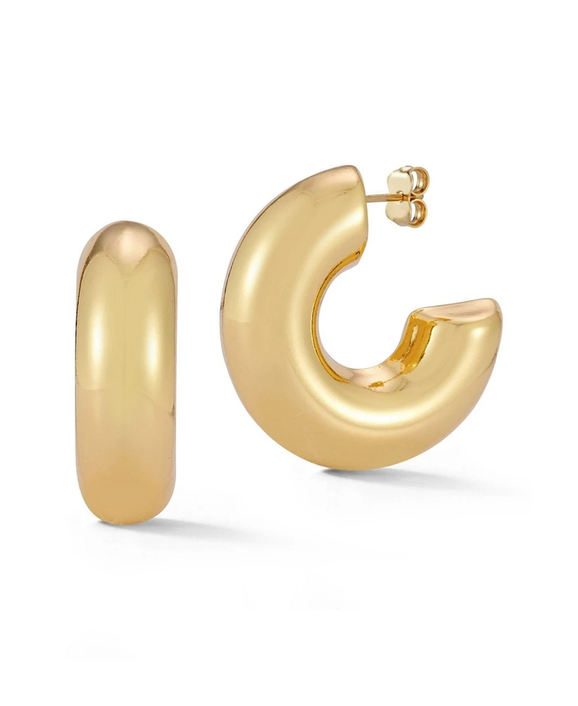 Rachel Zoe Gold Plated Bold Tube Hoop Earrings