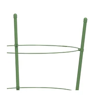 Garden Plant Supports with 3 Rings 5 pcs Green 23.6" Steel