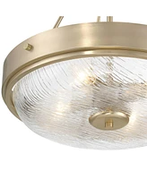 Carmine 16 3/4" Modern Pendant Chandelier Ceiling Light Fixture Dining Room Over Table Kitchen Island Foyer Bowl Hanging Round Brass Finish Glass Hall