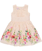 Bonnie Jean Toddler and Little Girls Floral Border Peasant Dress