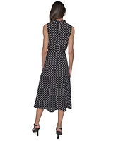 Karl Lagerfeld Paris Women's Printed Mock-Neck Midi Dress