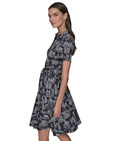 Karl Lagerfeld Paris Women's Toile Tie-Waist Dress