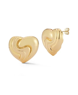 Rachel Zoe Gold Plated Sculptural Heart Statement Studs