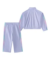 adidas Baby Girls Long Sleeve Printed 3-Stripe Fashion Tricot Jacket & Pant 2-Piece Set