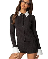 Edikted Womens Avey Detachable Cuff & Collar Cardigan