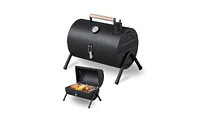 Portable Charcoal Grill with Thermometer & Wooden Handle