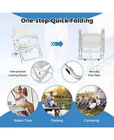 Portable Aluminum Boat Deck Beach Chair with Cushioned Seat