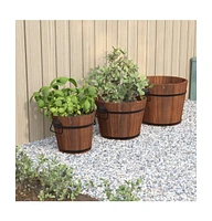 3 Piece Wooden Bucket Planter Set Solid Wood Fir