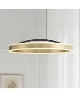 Eliza 19 3/4" Modern Pendant Ceiling Light Fixture Dining Room Over Table Kitchen Island Foyer Ring Hanging Round Led Matte Black Brass Finish Hallway