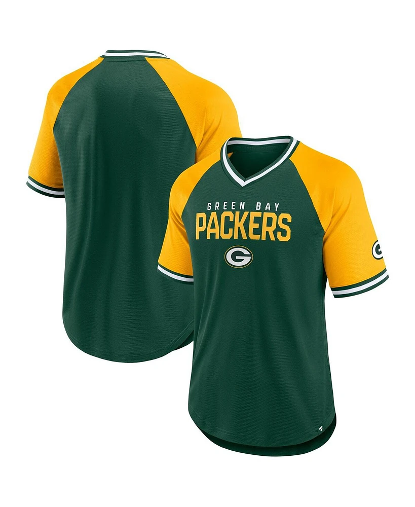 Fanatics Men's Green/Gold Green Bay Packers Hashmark Raglan T-Shirt