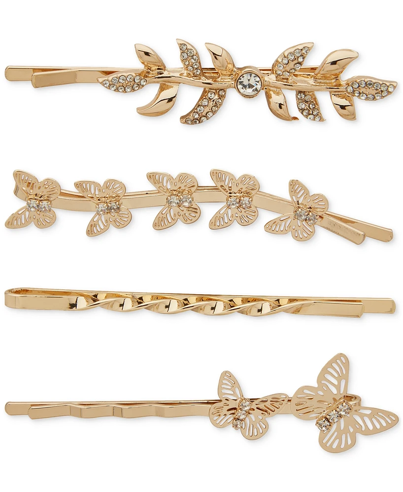 lonna & lilly Gold-Tone 4-Pc. Set Glass Stone Meadow Motif Hair Pins