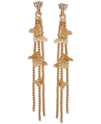 lonna & lilly Gold-Tone Pave Butterfly Chain Linear Drop Earrings