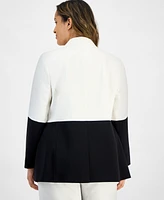 Tahari Asl Plus Colorblocked Button Blazer