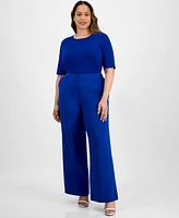 Tahari Asl Plus Wide-Leg Pants