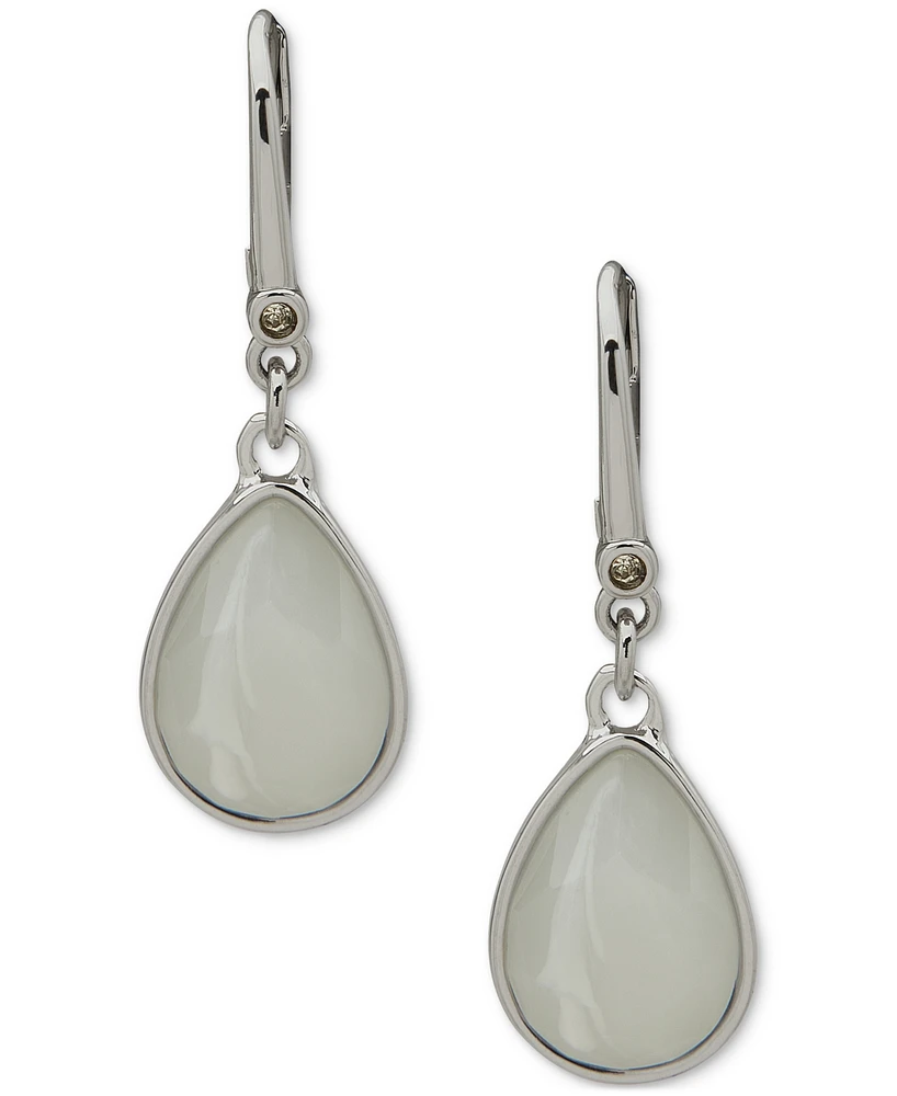 Dkny Faceted Glass Stone Teardrop Leverback Drop Earrings