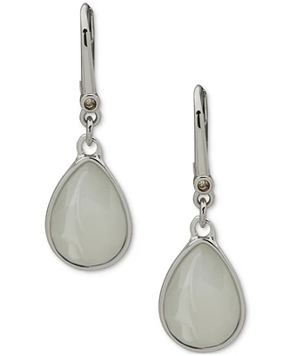 Dkny Faceted Glass Stone Teardrop Leverback Drop Earrings