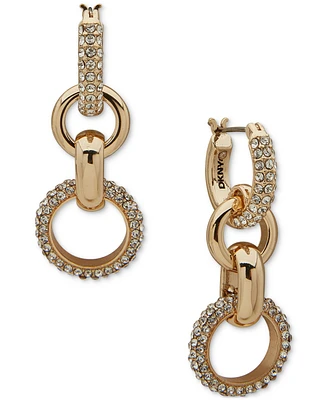 Dkny Gold-Tone Crystal Pave & Polished Multi Link Drop Earrings