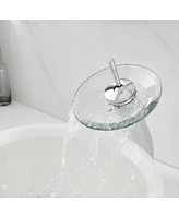 Waterfall Single Hole Single-Handle Low-Arc Bathroom Faucet With Pop-up Drain Assembly in Polished Chrome