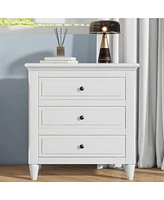3-Drawer Nightstand Storage Wood Cabinet