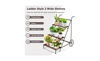 Three-Layer Plant Support with Wheels for Convenient Plant Organization and Mobility