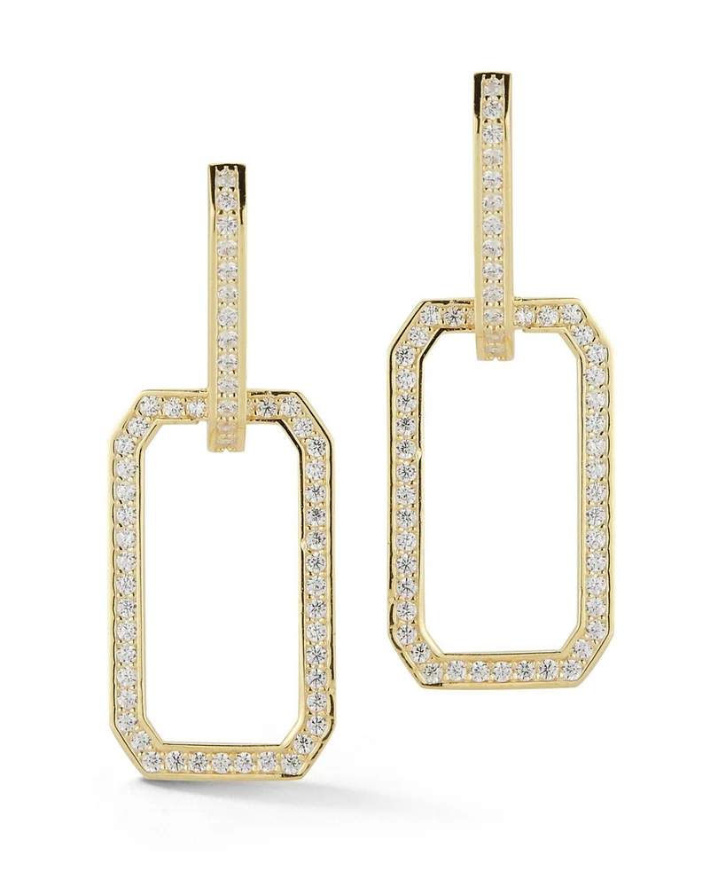 Rachel Zoe 14K Gold Plated Sterling Silver Pave Open Drop Earrings