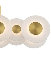 Sync 37" Modern Pendant Chandelier Ceiling Light Fixture Dining Room Over Table Kitchen Island Foyer Hanging Linear 14-Light Led Soft Gold Finish Alab