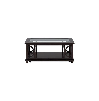 Panama Brown Contemporary Wood and Glass Coffee Table